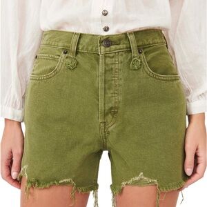 Free People Women's Makai Cutoff Jean Shorts 25 Army Green Like New